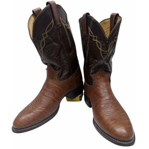 Vintage Tony Lama Men's Cowboy Boots Size 10D Brown Leather Western USA M
